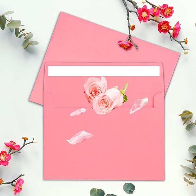 50Packs A7 Pink Envelopes 5x 7 Inch Card Envelopes, Self Seal - Image 6
