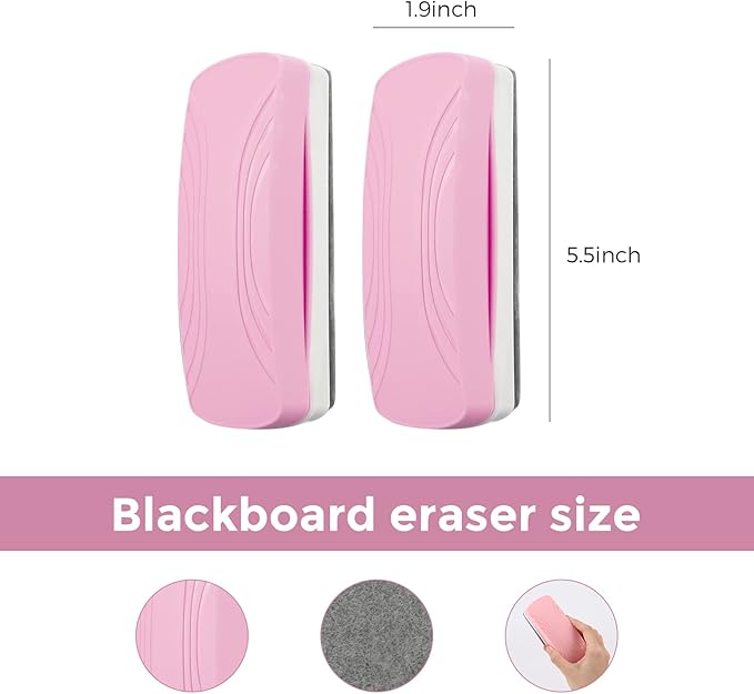 Ddaowanx Whiteboard Eraser, Magnetic Dry Erase Eraser, Glass Board Eraser,School and Office Supplies, Pack of 2 (Pink)-DeskLoop Office