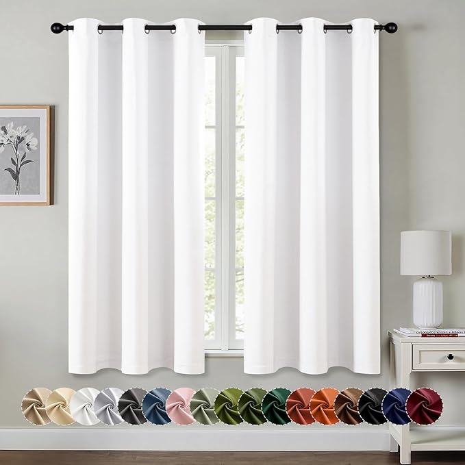 MIULEE Pure White Room Darkening Curtains - Grommet Top Bedroom Window Treatment Curtains Thermal Insulated Drapes for Living Room Kitchen Light Blocking Drapery, 40 x 45 Inches Long, 2 Panels-DeskLoop Office
