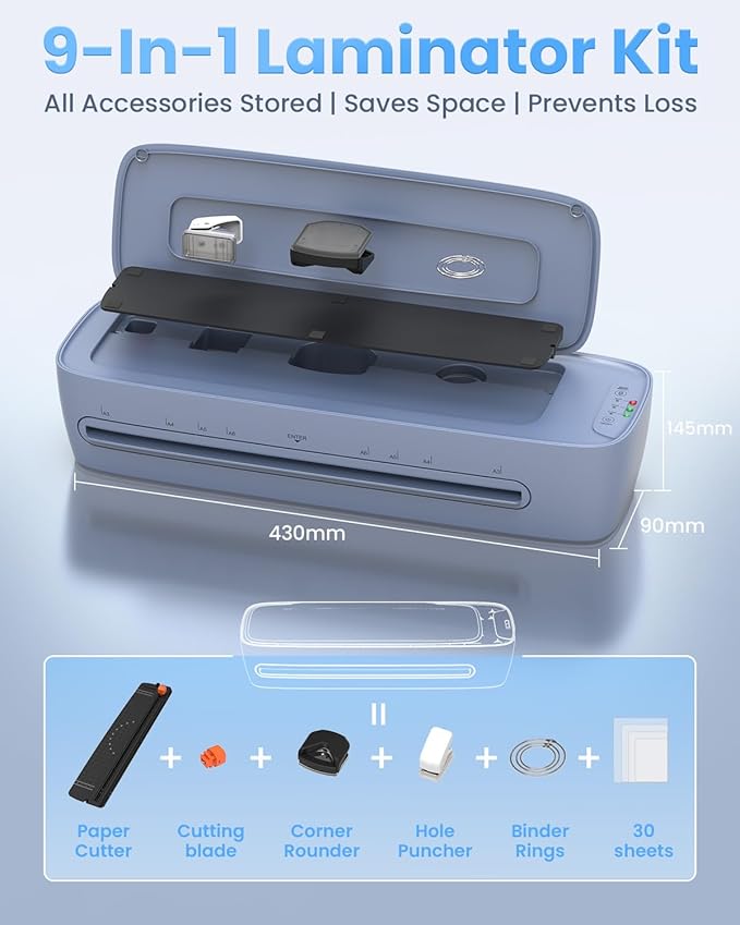 13 Inch Laminator Machine 11x17 with Laminating Sheets Personal Laminator for Teachers, 60S Warm Up Cold Thermal Lamination Machine for Home Office, A3 Laminating Machine Portable Paper Laminate Kit-DeskLoop Office