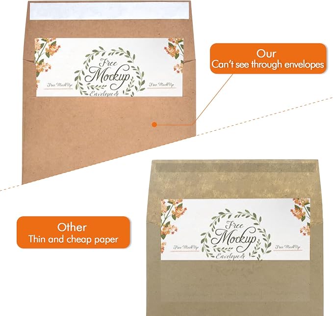 AZAZA 100 Pack A7 Brown Kraft Paper Invitation 5 x 7 Envelopes - Image 3