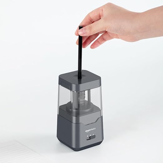 Amazon Basics Portable Electric Pencil Sharpener, Helical Blade, Auto Stop - Image 6