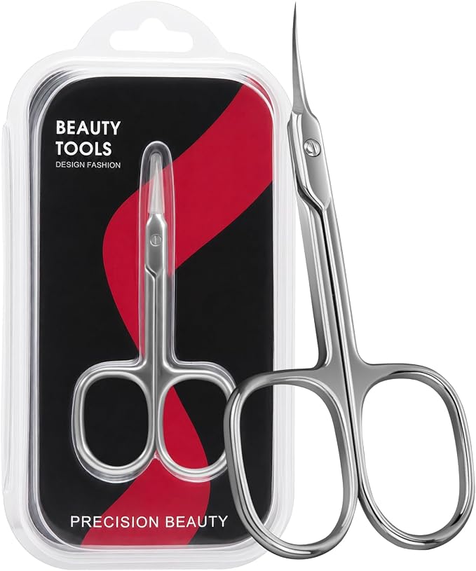 CGBE Cuticle Scissors Extra Fine Curved Blade, Super Slim Manicure Scissors by CGBE