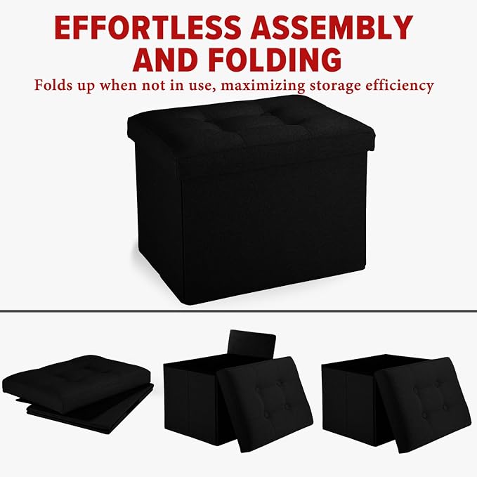 LINMAGCO Small Storage Ottoman Stool Foot Rest Stool Under Desk Stool Short - Image 6