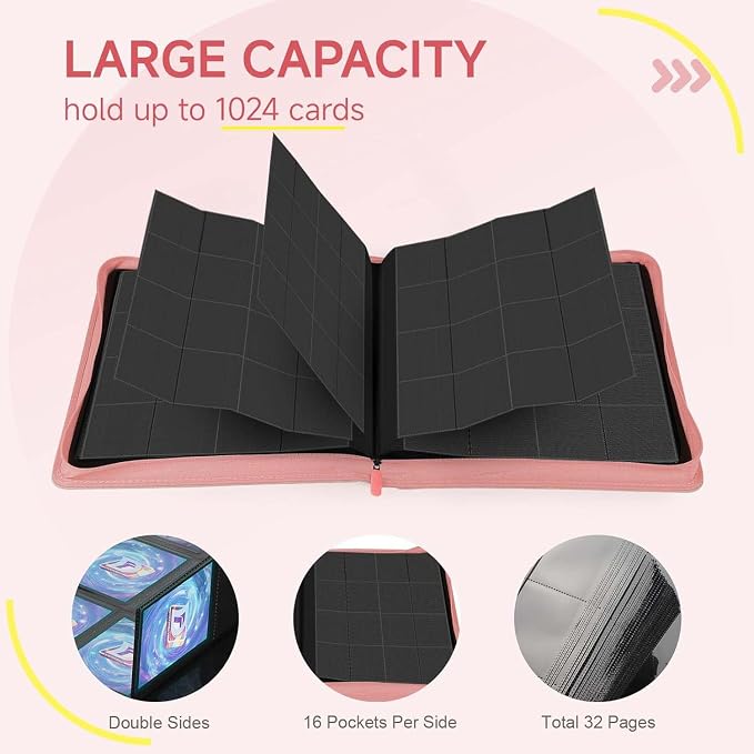 Card Binder with 1024 Cards, 16 Pocket Trading Card Binder Includes 32 Page - Image 4