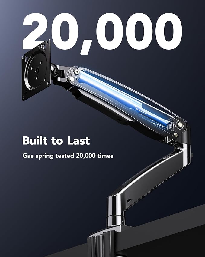 HUANUO Single Monitor Arm for 40 inch Screens, Ultrawide Computer Monitor Mount Holds 26.48 lbs, Upgraded Adjustable Stand with USB, C-Clamp & Grommet Base, VESA 75x75 or 100x100mm-DeskLoop Office