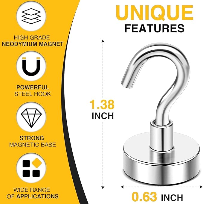 DIYMAG Magnetic Hooks, 30lbs+ Magnet Hook 2026 Cruise Cabin Ship Essentials - Image 5