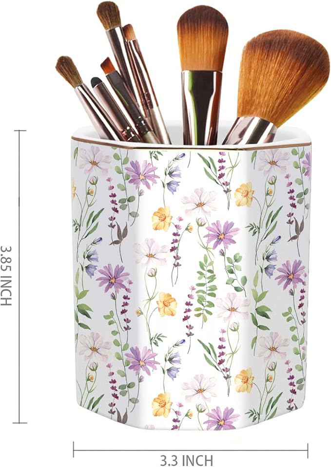 Ceramic Floral Pencil Pen Holder, Cute Stationery Holder - Image 2