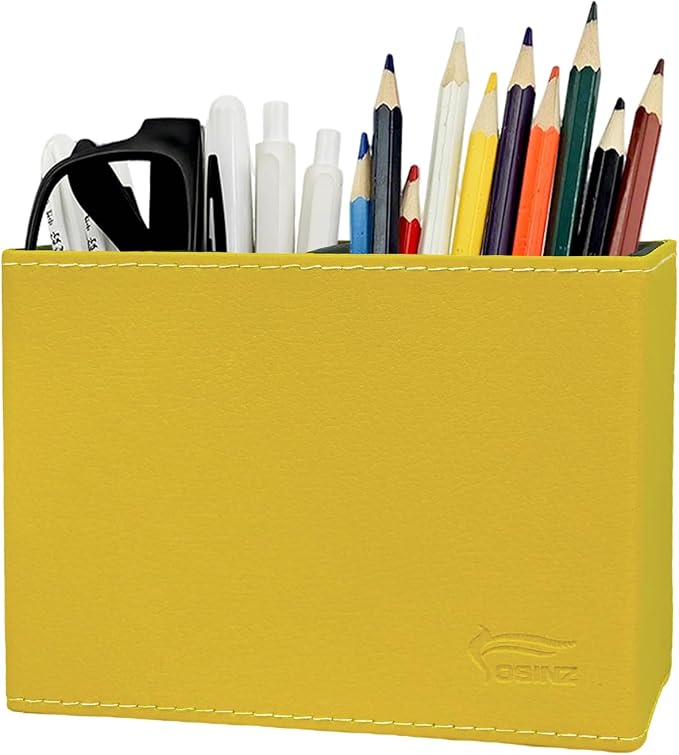 Pen Pencil Holder Cup Container PU Leather Desk Organizer Stand Decor Brush by Fosinz