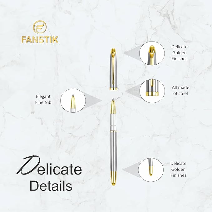 Customized RollerBall pen with name (MADE IN USA), stainless steel, Silver and gold, luxury engraved pen personalized for men and for women. (RollerBall Silver-Gold).-DeskLoop Office