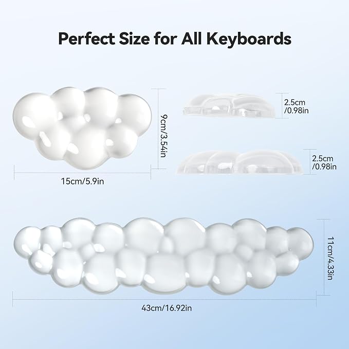 TECKNET Gel Cloud Wrist Rest Set, Cloud Wrist Rest - Image 2