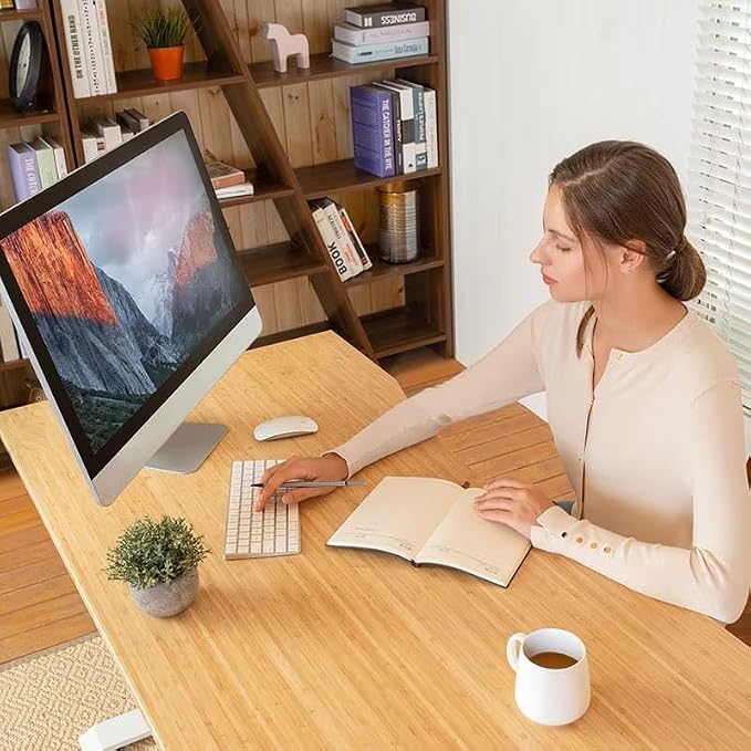 FLEXISPOT EN1 Bamboo Standing Desk, 60 x 30 Inches Whole-Piece Electric - Image 2