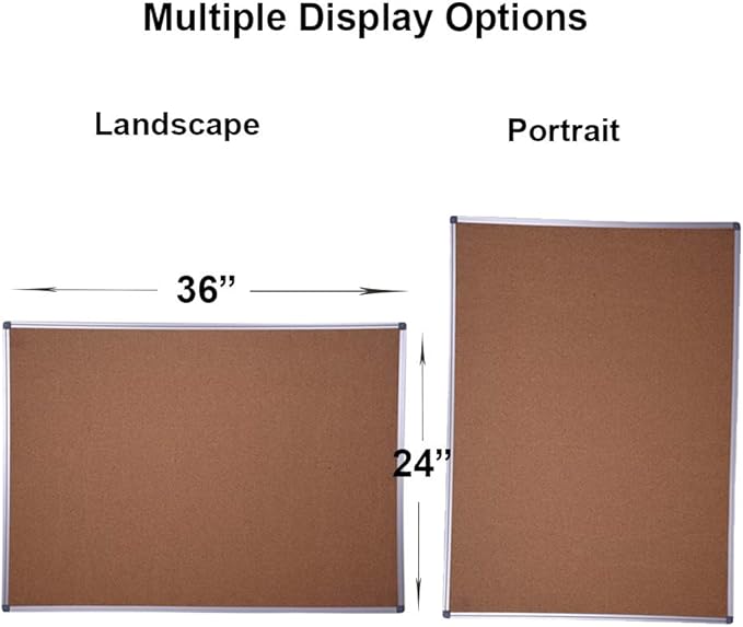 2-Pack 36 x 24 Inch Cork Board Bulletin Notice Board Message Memo Pin Board for Home Office School, Silver Aluminum Frame-DeskLoop Office