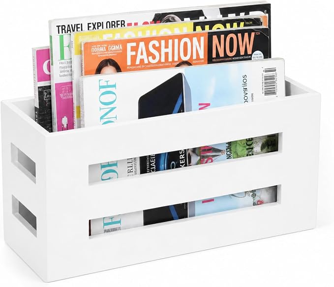 Magazine File Holder, Standing Wooden Magazine Rack, Desk Folder Organizer by Unknown