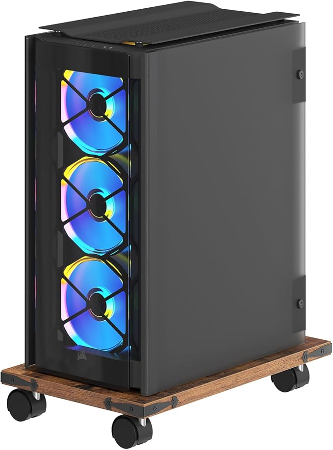 HOOBRO Mobile PC Stand, Ventilated Computer Tower Stand, PC Tower Holder with 4 Caster Wheels, CPU Holder Under Desk Fits Most Computer Host, for Office, Gamers, Rustic Brown BF46CJ01-DeskLoop Office