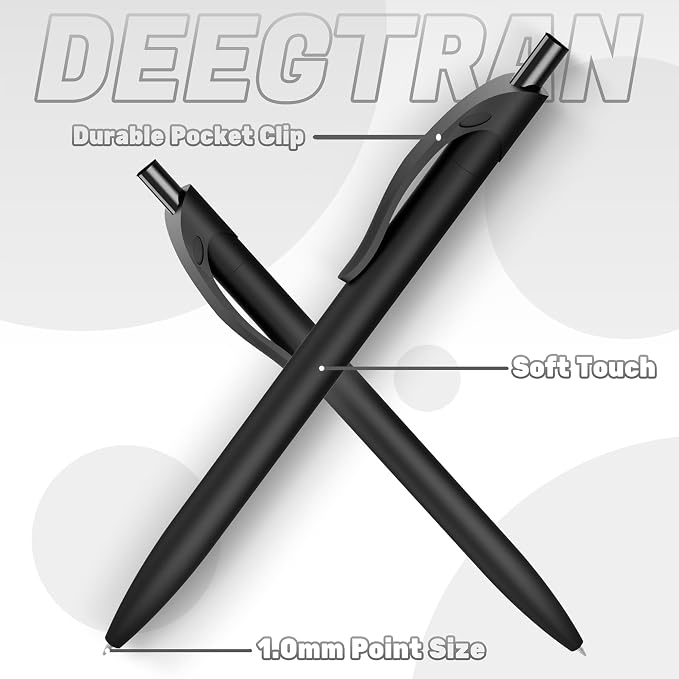 deegtran Pens Bulk, 50 Pack No Bleed Black Ink Click Pens, Wholesale - Image 2