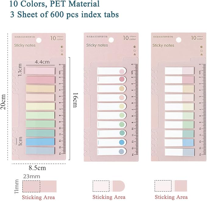 600 Pcs Morandi Sticky Tabs Book Notes Tabs, Page Markers Tabs Pastel Book Tabs - Image 3