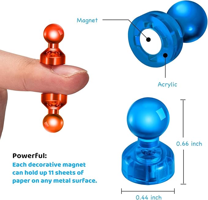 60 PCS Colorful Strong Magnetic Push Pin Magnets, Office Classroom Magnets,6 Assorted Color, Perfect to use as Kitchen Home and School, Map Magnets,Whiteboard Magnets-DeskLoop Office