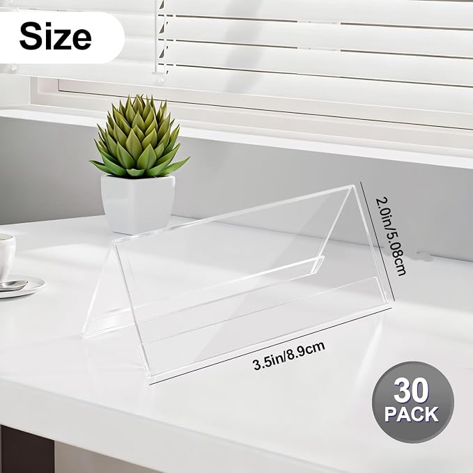 30 Pcs Mini Acrylic Sign Holder, 2x3.5 Inch Small Clear Acrylic Name Plate - Image 2