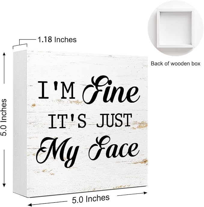 Funny Face Sign, I'm Fine It's Just My Face, Humorous Sarcastic Office Decor - Image 2