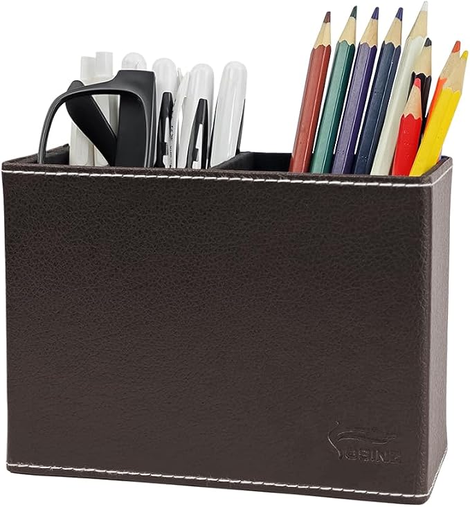 Pen Pencil Holder Cup Container PU Leather Desk Organizer Stand Decor Brush by Fosinz