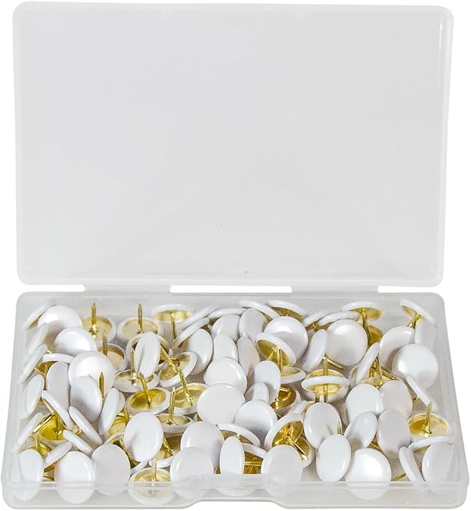 100 Pcs White Thumb Tacks， Plastic Flat Thumb Tacks，0.39 inches Round Tacks， by Unknown