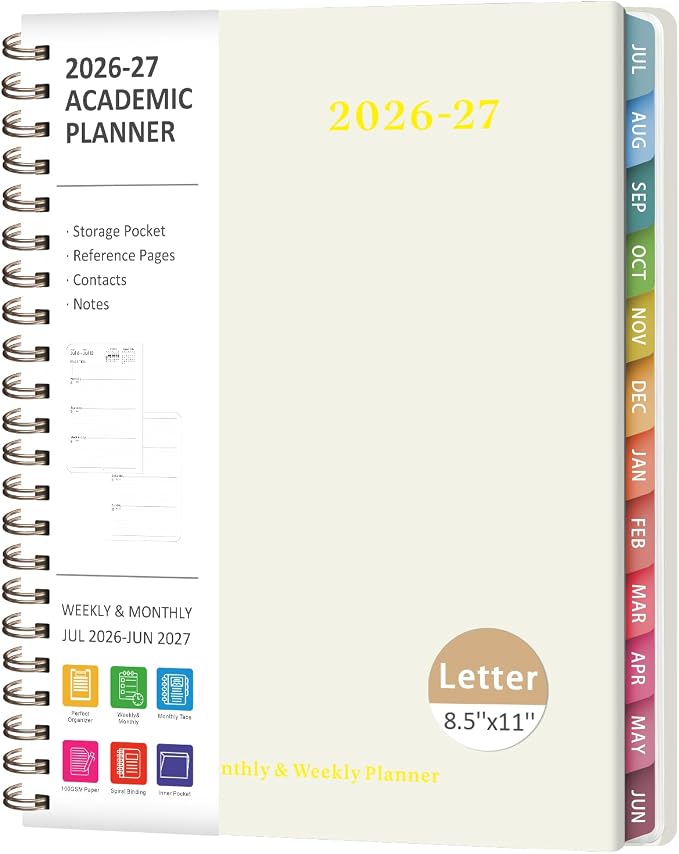Planner 2026-2027, Weekly and Monthly Academic Year Calendar Planner, July 2026 by VALOME
