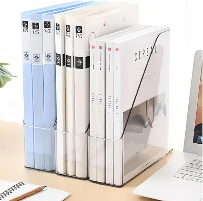 2 Pack Vertical File Holder Clear PET Desk Organizer and Storage Bins Holding - Image 7