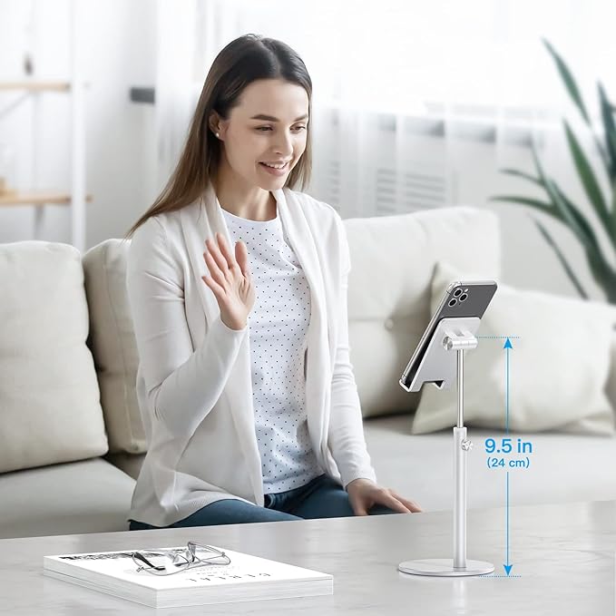 OMOTON CA04 Cell Phone Stand for Desk, Height & Angle Adjustable Aluminum - Image 5