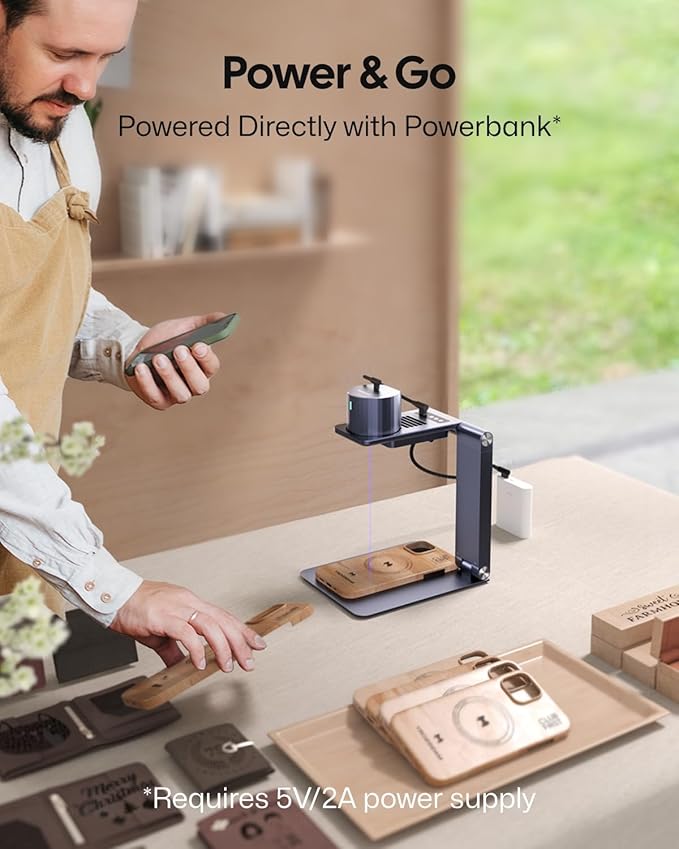 LaserPecker LP1 Pro Laser Engraver for Beginners, Mini Diode Wood Leather Felt Laser Engraver Portable Small Laser Engraving Machine, Suit Set with Laser Safety Glasses + Auto-focus Stand-DeskLoop Office