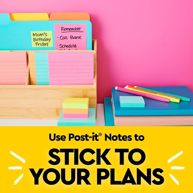 Post-it Mini Notes, 1 3/8 x 1 7/8 in, 24 Pads, America's #1 Favorite Sticky Notes, Poptimistic Post-it Notes, Post-it Notes, Power Pink, Aqua Blue, Vital Orange, Neon Green, Guava Pink-DeskLoop Office