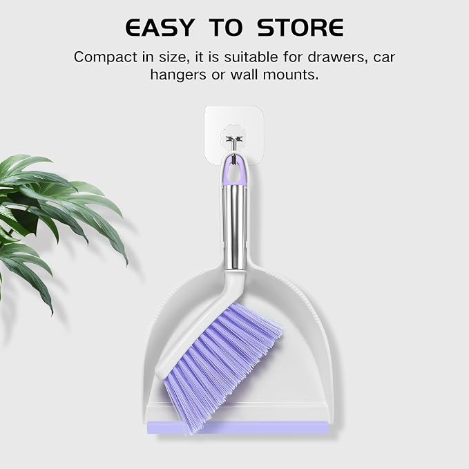 NACENA Mini Broom and Dustpan Set 2 Packs, Small Dust Pan and Brush Set - Image 6