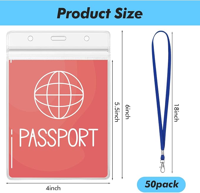 Patelai 50 Pcs 4 x 5.5 Inch Clear Passport Holders - Image 2
