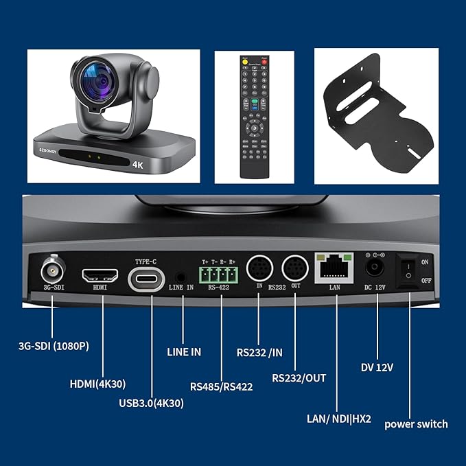 4K NDI PTZ Camera with AI Auto Tracking 21X Optical Zoom HDMI/SDI/USB 3.0/PoE/IP for Church Worship, Live Events, Video Conferencing (OBS, vMix, Zoom, Teams)-DeskLoop Office