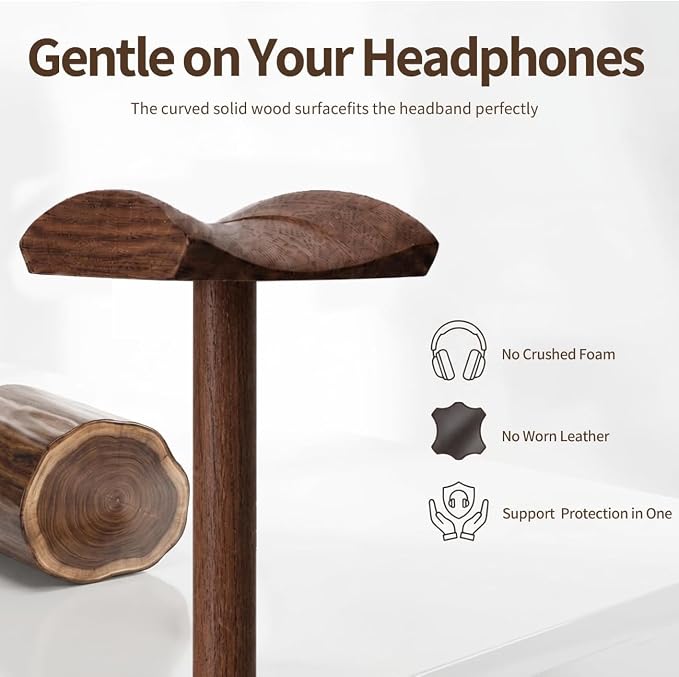 Headphone Stand Nature Wood Headset Hanger Mount Hook Gaming Holder Desktop - Image 4