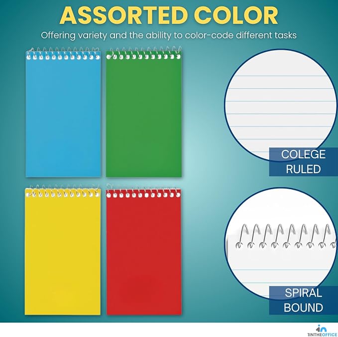 1InTheOffice Wirebound Spiral Memo Books, Memo Pads, College Ruled, Small - Image 3