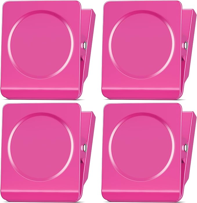 FINDMAG Pink Magnetic Clips, 2.2inch Heavy Duty, Strong Magnet Clips by FINDMAG