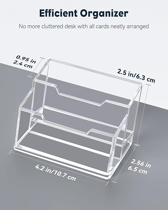 Uniclife Acrylic Business Card Holder for Desk 2 Slots Clear Business Card Display Stand for Men & Women Desktop Business Card Organizer Card Stand for Office Home Exhibition, 120 Card Capacity-DeskLoop Office