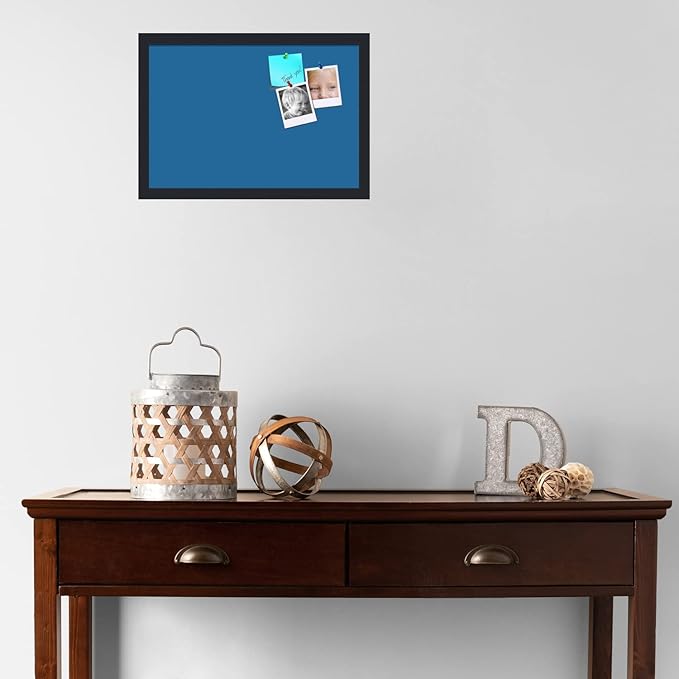 PinPix 19x13 Inch Cork Bulletin Board. This Decorative Framed Pin Board Comes with Navy Pastel Design and a Satin Black Frame. Ideal for Home Office Decor or Message Board (PinPix-1811)-DeskLoop Office
