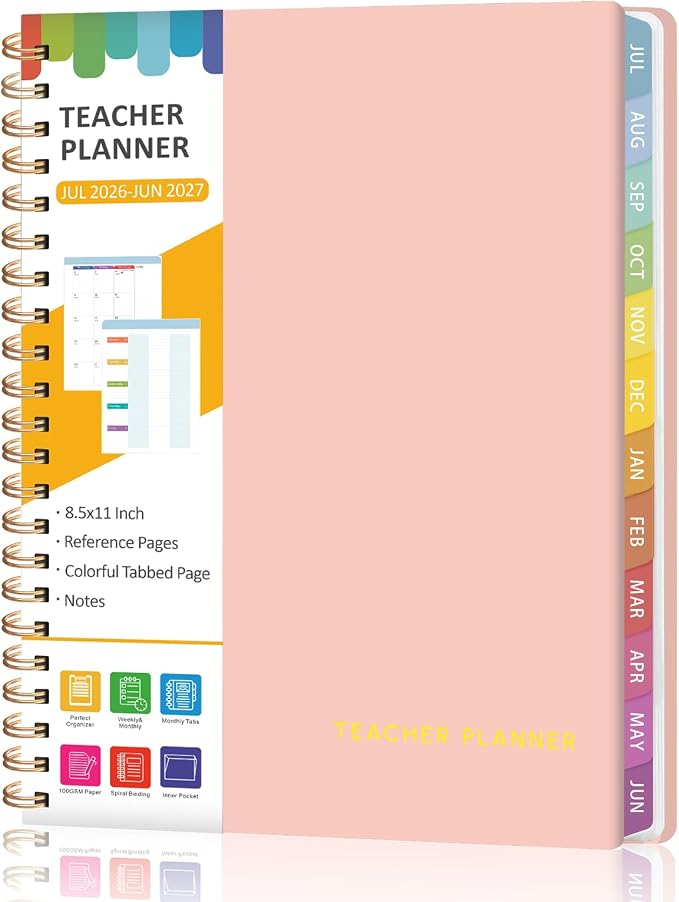 Teacher Planner 2026-2027, 7 Period Lesson Plan Book, 8.5" x 11" | July by VALOME