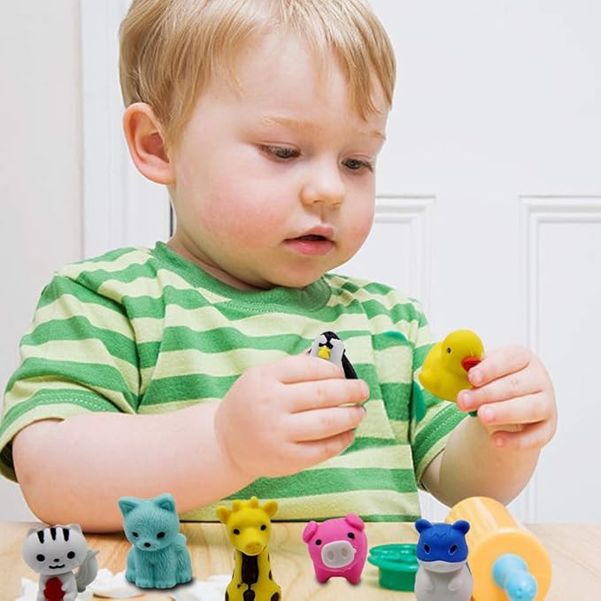 72 Pcs Assorted Animal Pencil Erasers Desk Pets, Bulk Mini Pencil Erasers Gifts for Classroom Prizes Reward Goodie Bag Easter Egg Fillers Party Favors (Animal and Car)-DeskLoop Office