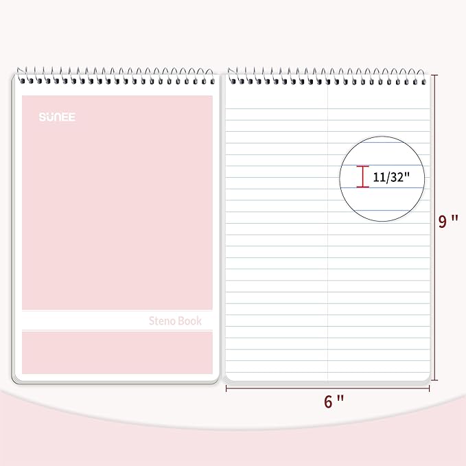 SUNEE 12 Pack Steno Pads 6x9 Inch, Gregg Rule, 60 Sheets, 6 Assorted Color Top - Image 4