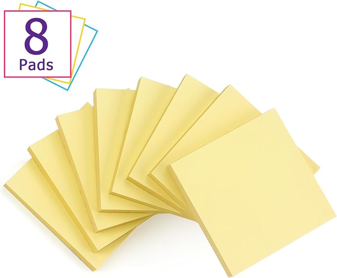 Sticky Notes 3x3 Self-Stick Notes Bright Colors Sticky Notes 8 Pads 80 Sheet/Pad - Image 2