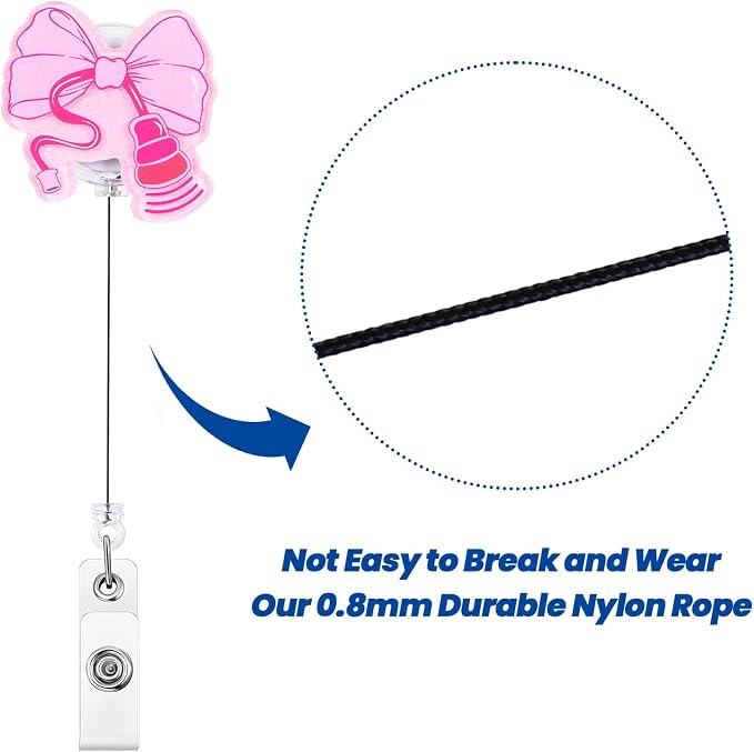 Pink Ultrasound Tech Bow Funny Sonogram Nurse Badge Reel, Cute Retractable ID - Image 5