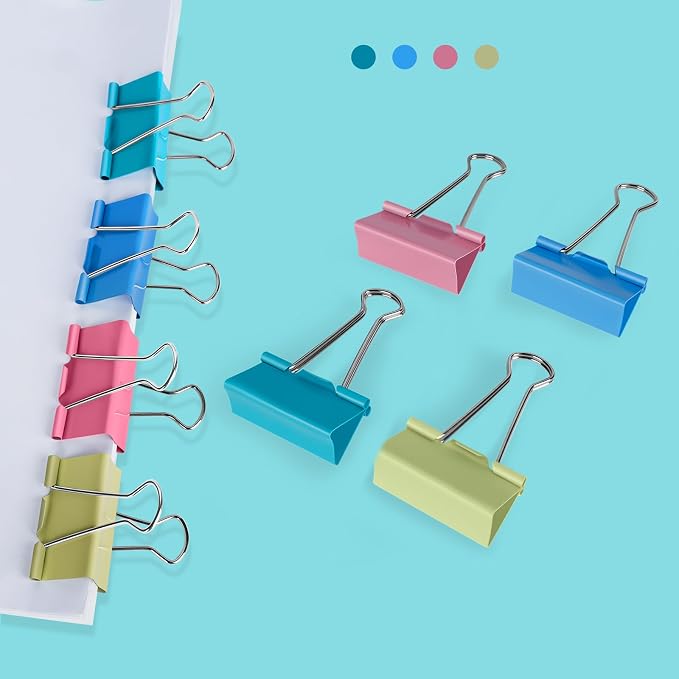 Ufmarine Medium Binder Clips 1.25 inch Length, Colorful Paper Clips Medium - Image 5