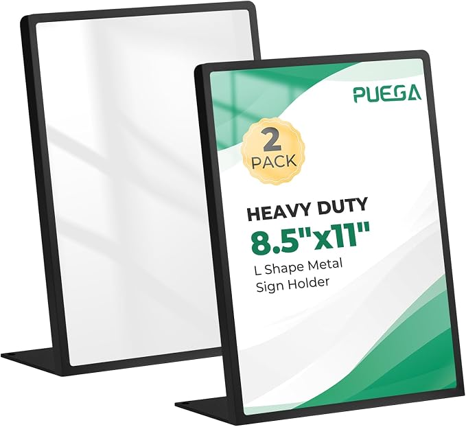 2pack Tabletop 8.5"x11" Metal Acrylic Sign Holder by Puega