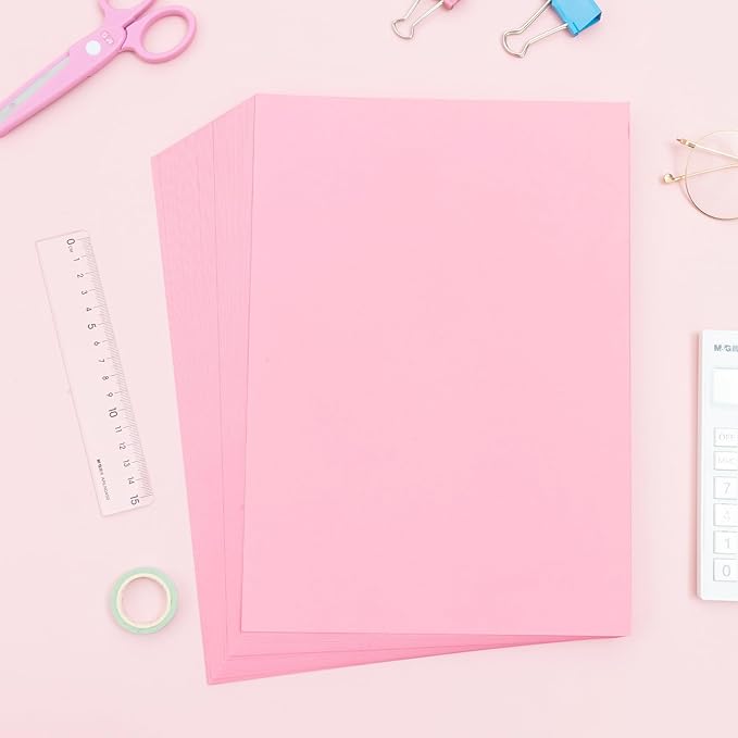 M&G 100 Sheets Pink Copy Printing Paper, 8.3 X 11.7 inch Colored Printer Papers, Pink Construction Paper for Card Making Scrapbooking School Office Party DIY Craft-DeskLoop Office