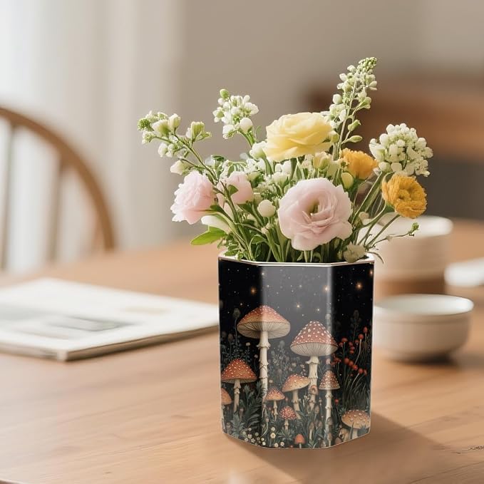 Ceramic Mushroom Pen Holder for Desk Cute Stand Gold Pencil Cup Pot Desk - Image 7
