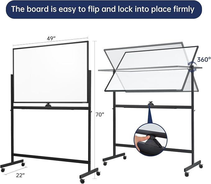 TSJ OFFICE Large Rolling Whiteboard - Image 2
