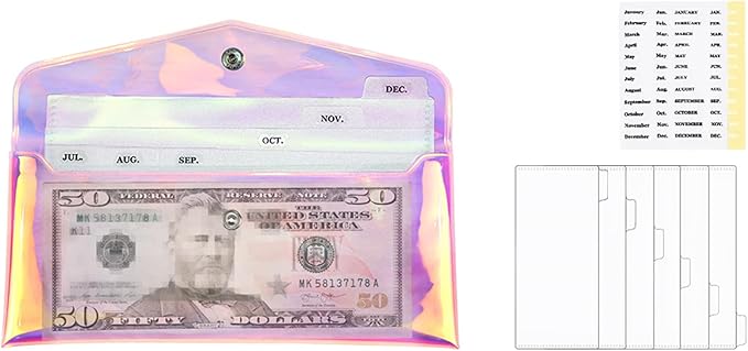 Mogoostry Rainbow Wallet with Cash Envelopes, PVC Money Holder by MoGuShiYe